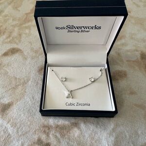 Belk Silverworks sterling silver cubic zirconia initial A necklace